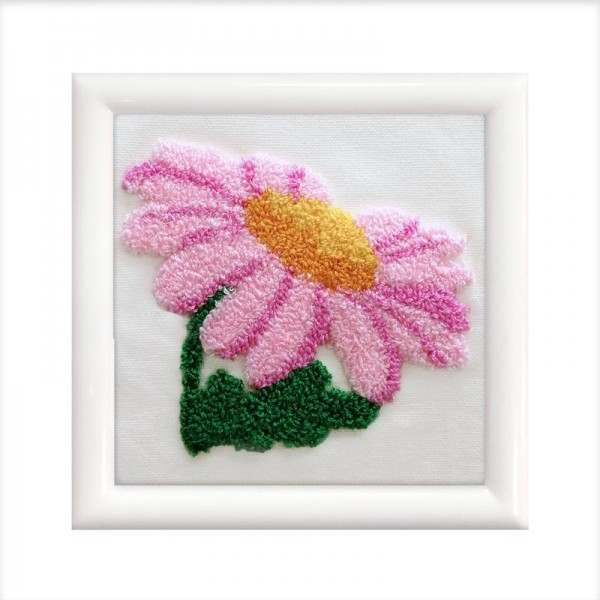 Kit Κεντήματος NeedleArt - Pink Daisy (με άσπρη κορνίζα) #PE1.006