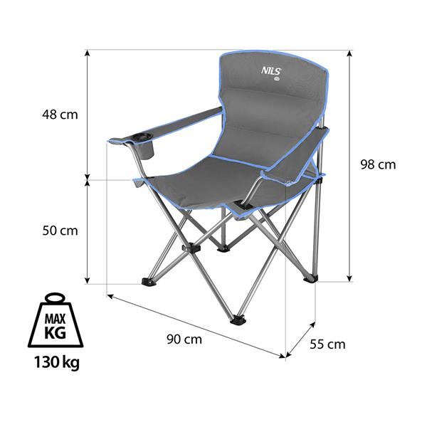 NILS CAMP Καρέκλα Παραλίας NC3079 Γκρι/Μπλε #15-03-279