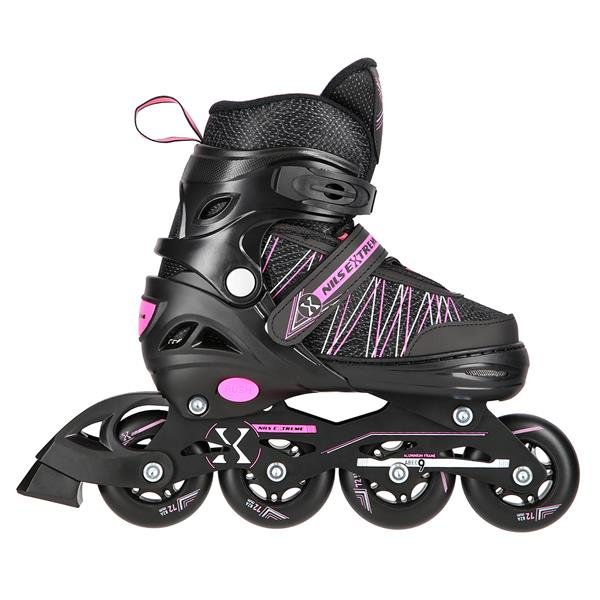 Nils Extreme Αυξ. Πατίνια Roller NH11912 A 2σε1 In-Line Skates/HokeyIce Skates Μαύρο/Ροζ