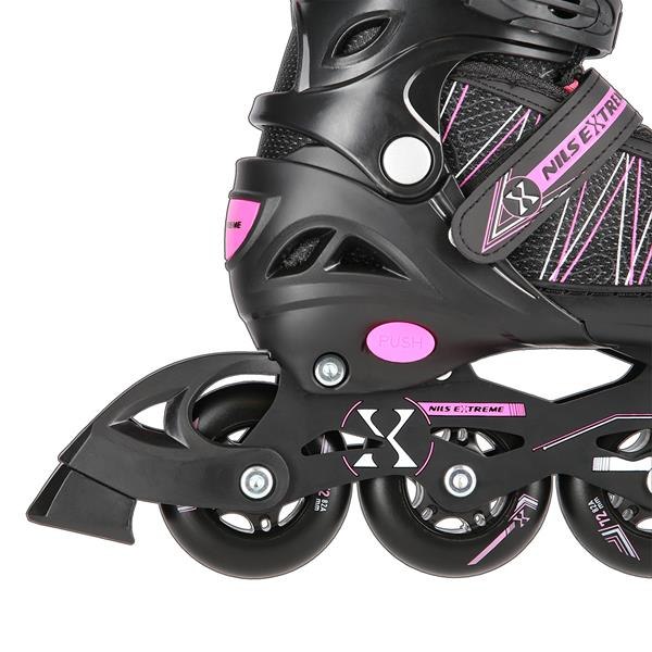 Nils Extreme Αυξ. Πατίνια Roller NH11912 A 2σε1 In-Line Skates/HokeyIce Skates Μαύρο/Ροζ