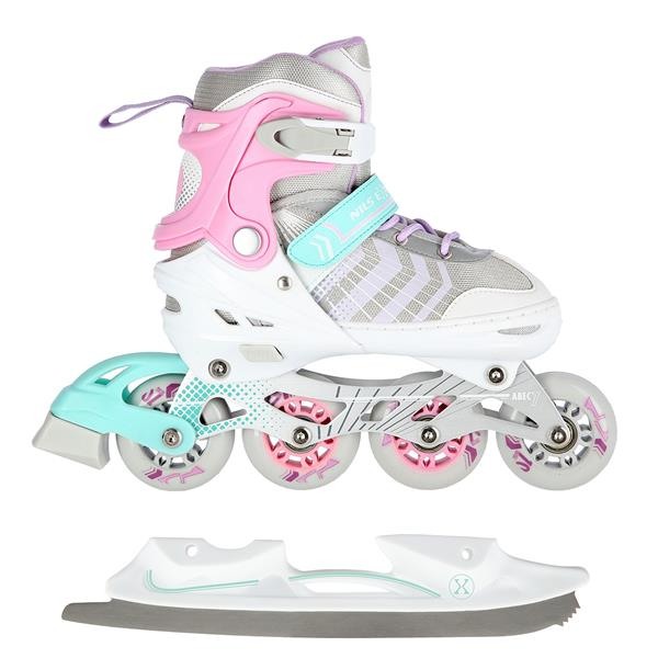 Nils Extreme Αυξ. Πατίνια Roller NH18192 A 4σε1 In-Line Skates/HokeyIce Skates Ροζ 