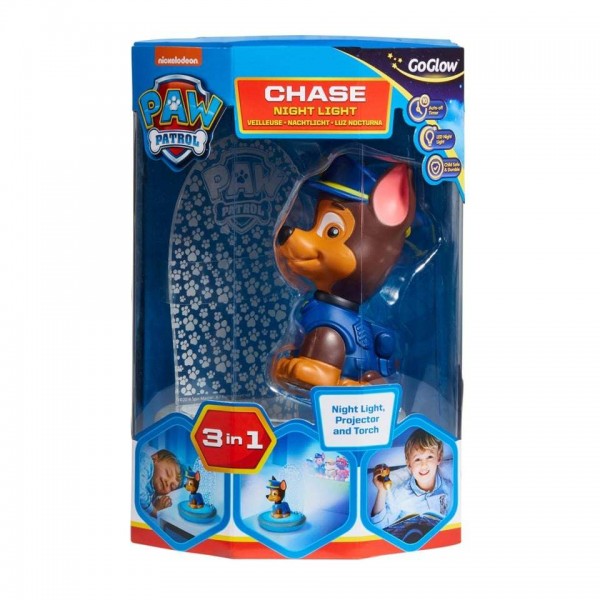 Paw Patrol - Chase Kids Magic Bedside Night Light, Torch and Projector #10043