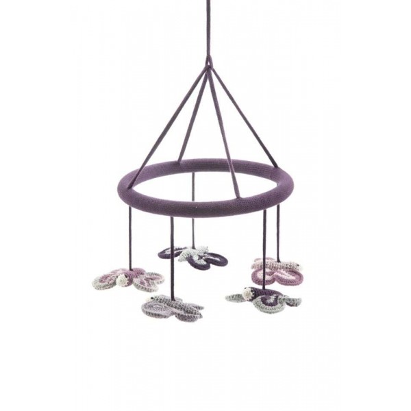 Smallstuff - Hanging Mobile Butterflies - Aubergine/silver #1115256