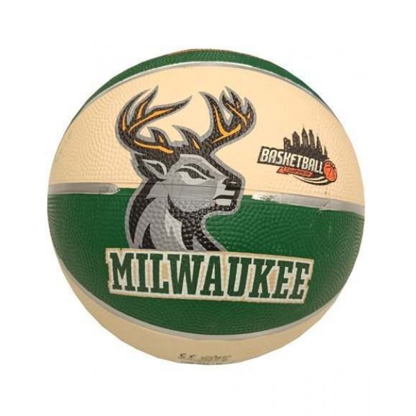 Μπάλα Μπάσκετ Milwaukee Bucks Λευκή-Πράσινη Rubber S.7 #37/362