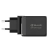 Tellur GaN 65W 3-port wall charger, 2xUSB-C + USB-A, EU, UK, US- Φορτιστής Τοίχου 3 θυρών σε μαύρο χρώμα