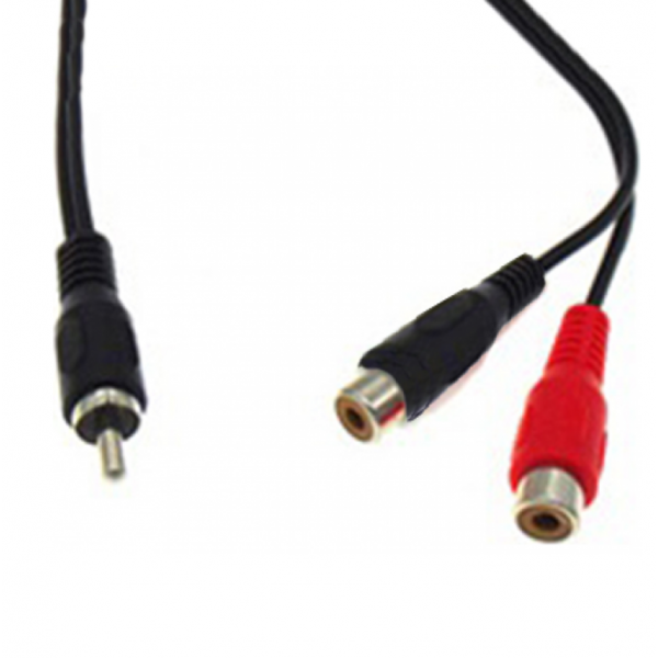 Audio-Video Cable 2RCA Jack to 1RCA Plug Nickel Plated 5.m F/M