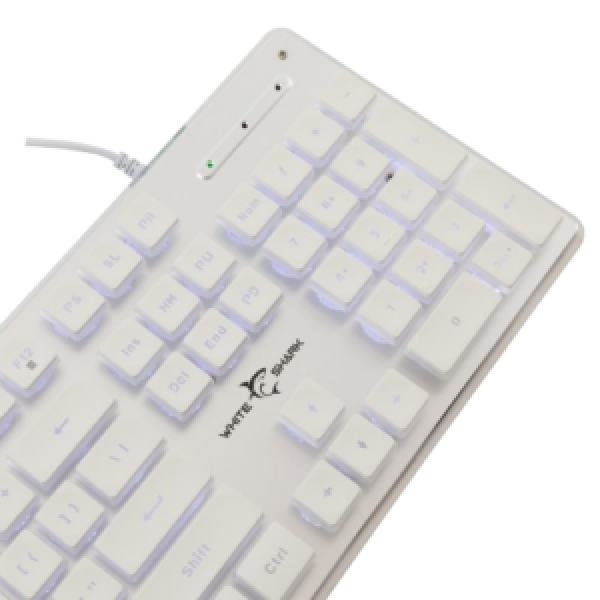 WHITE SHARK LED KEYBOARD GK-003141 TACHI US LAYOUT WHITE