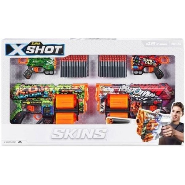 X-Shot Skins - Mix Combo Pack 2Pk Dread And 2Pk Menace(48 Darts) #36542_S001