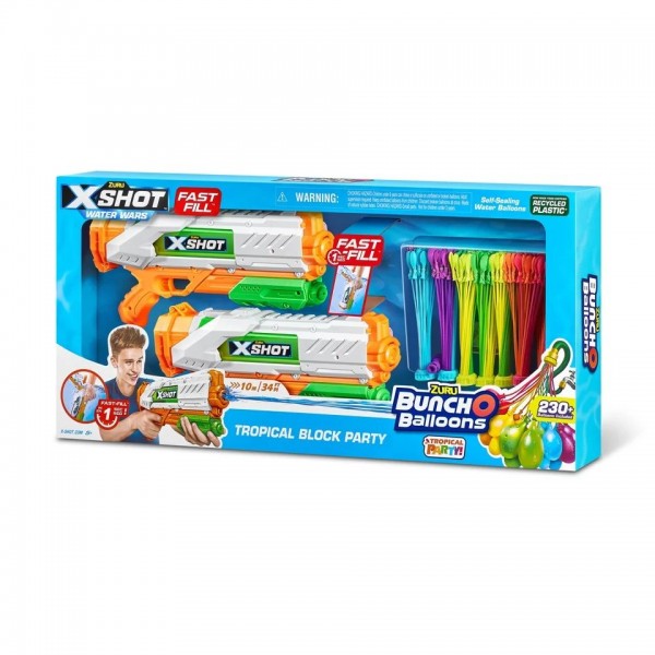 X-Shot Water - Mixed, Standard Fast Fill Block Party, 2X Fast-Fill, 7X Standard Bunch O Balloons #56499