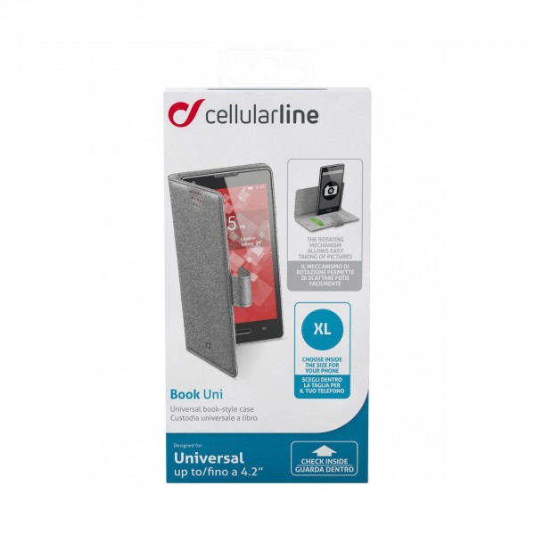 Θήκη Cellular Line Book Universal Stand XL Grey #BOOKUNI1XD