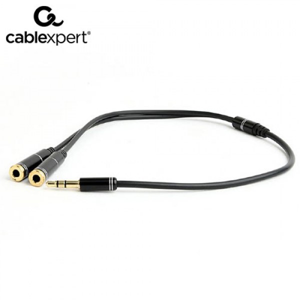 CABLEXPERT 3,5MM AUDIO SPLITTER CABLE METAL CONNECTORS BLACK 10CM